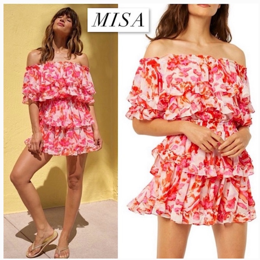 MISA Floral Off-Shoulder Dress